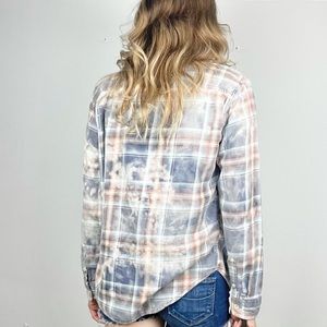 AEROPOSTALE Bleached Worn-Out UpCycled Button-Up Faded Flannel Shirt 👚